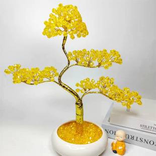 饰发财树手工花束diy材料包招财树摇钱树菱形珠自己制作仿真花 装