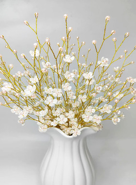 米白色幸福花手工花束diy材料包套亚克力珠子串珠自己制作仿真花