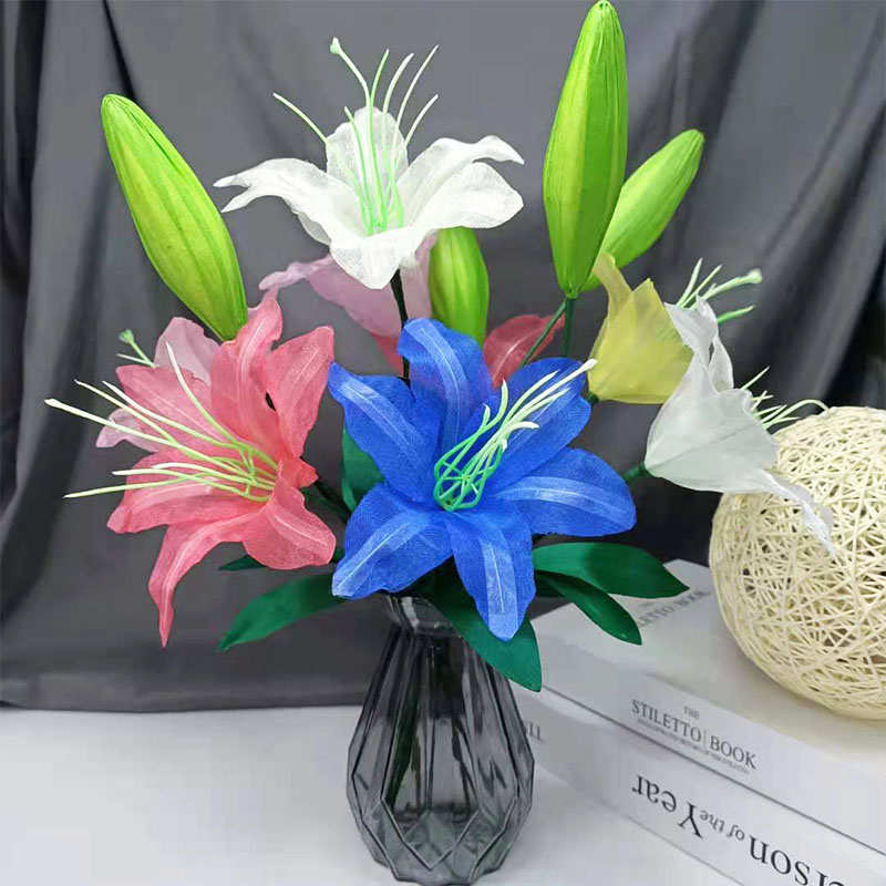 百合花手工花束diy材料包 自己制作全套丝带缎带仿真花假花送教程