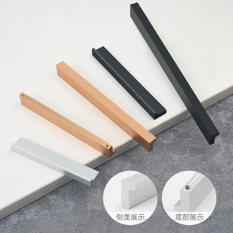 现代简约一字衣柜门把手抽屉铝合金柜门长拉手轻奢橱柜门实心手柄