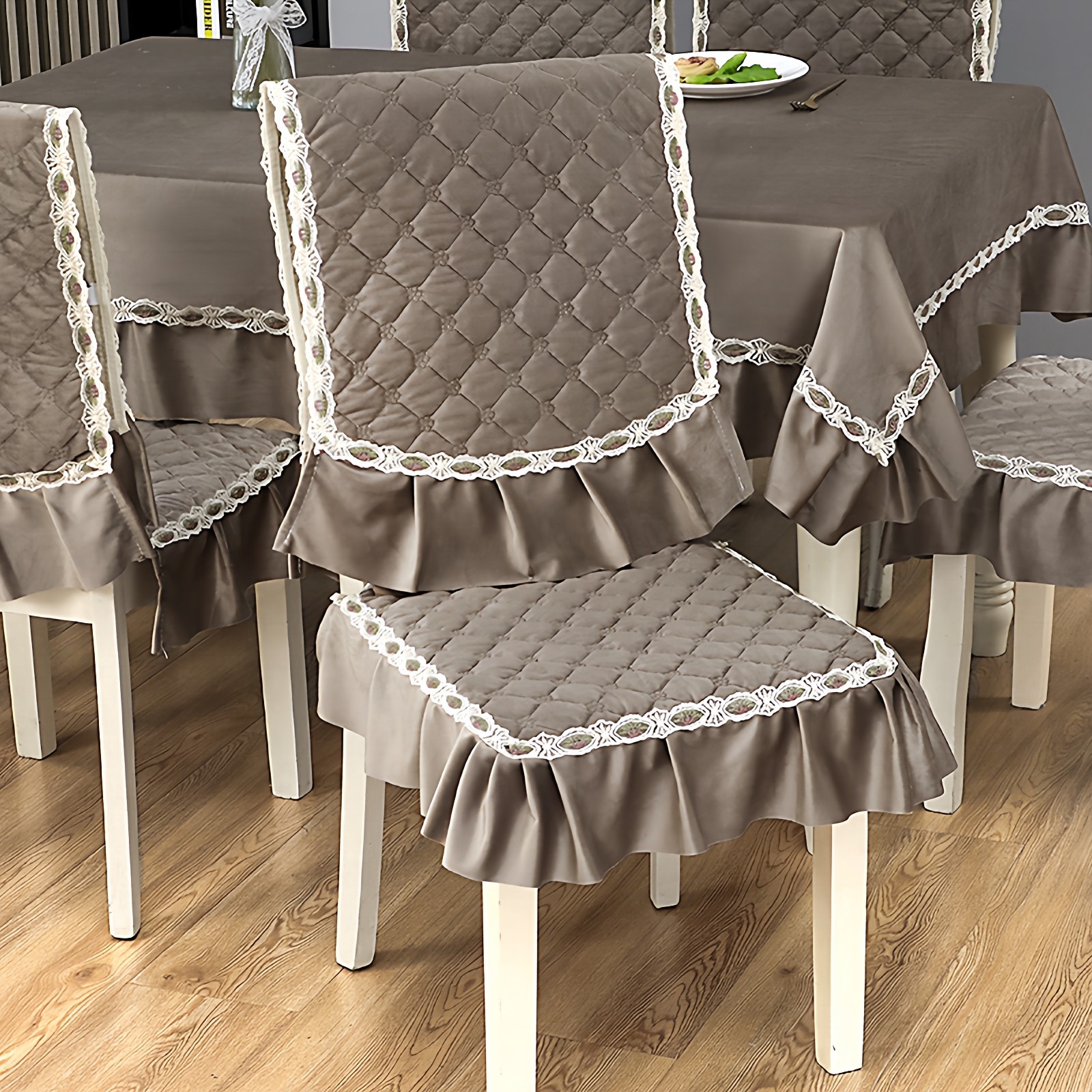 四季通用纯色荷兰绒餐桌椅坐垫靠背套装长方形桌布餐椅垫椅子套罩,居家布艺,椅套/椅垫,淘宝优惠券,粉丝福利购,淘宝优惠卷