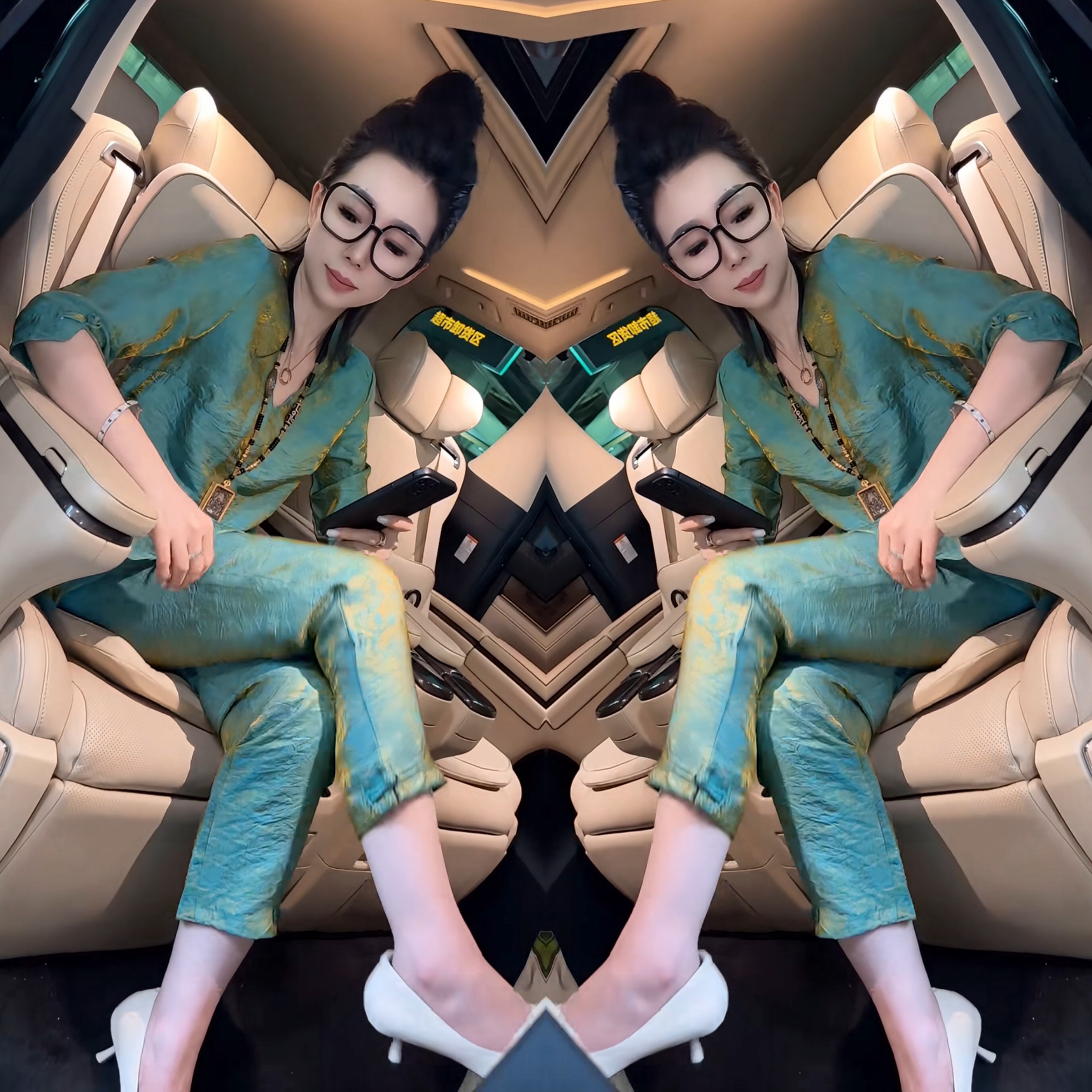 新中式国风时尚琉璃缎套装女