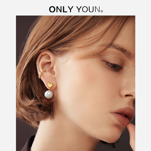 爱心凯旋门珍珠耳钉女高级感2024新款洋气小众设计感轻奢法式耳环