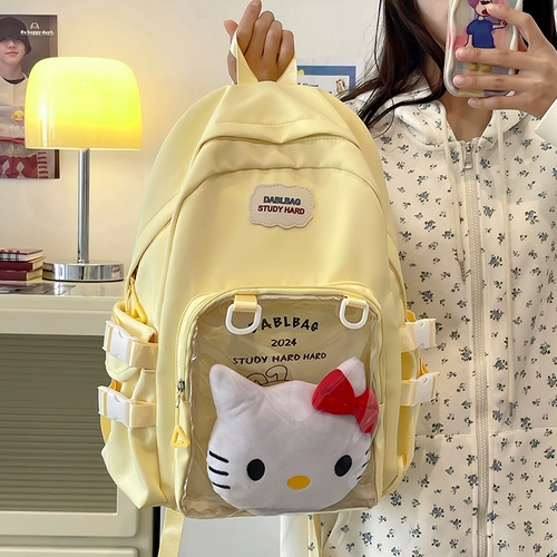 Hello kitty, летний ранец, высококачественная сумка через плечо, вместительный и большой рюкзак, для средней школы, подходит для подростков