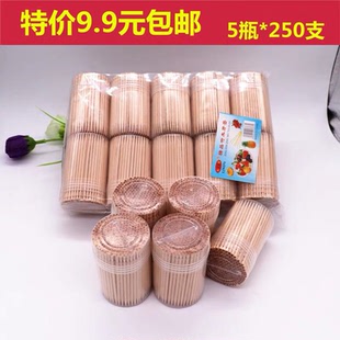 牙簽?zāi)举|(zhì)牙簽牙簽優(yōu)質(zhì)單頭刻花天然環(huán)保牙簽軟瓶裝 簽1250支9號(hào)5個(gè)