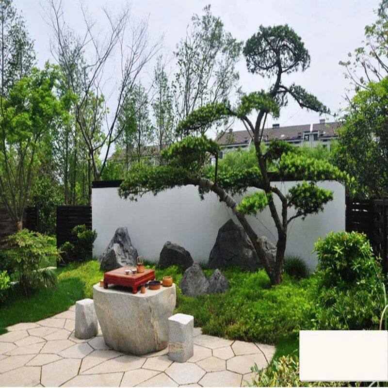 庭院鱼池设计效果图现代日式新中式别墅小花园壁炉园林景观绿化