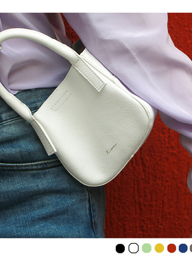Xiao Meili原创小众包包女白色迷你包牛皮可爱手机单肩手拎斜挎包