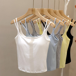 基础柔软舒适纯白色小吊带背心女内搭修身显瘦夏季带胸垫打底上衣
