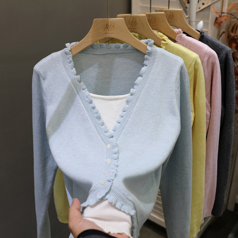 法式拼接假两件针织衫女2025春秋