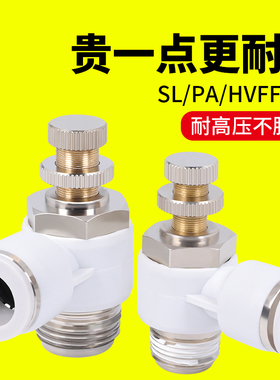 SA节流阀气动可调SL4-M5单向6-01管道10MM气缸调速阀8-02气管接头