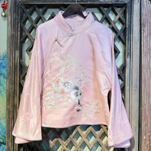 瑜玥传琦来财小猫汉服打底衬衫