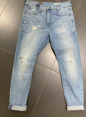G-STAR专柜正品男士潮牌2023修身破洞百搭休闲水洗牛仔裤D05385