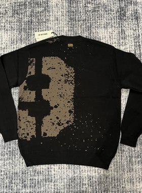 G-STAR专柜正品全棉圆领套头涂鸦宽松款潮男针织衫毛衣绒衣27772
