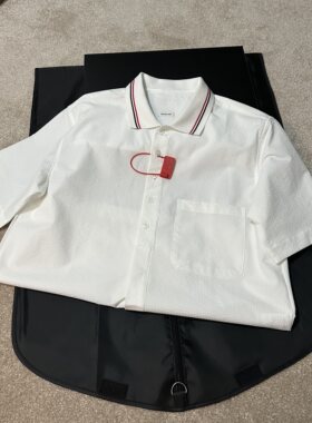 夏季TB撞色条纹泡泡纱衬衫