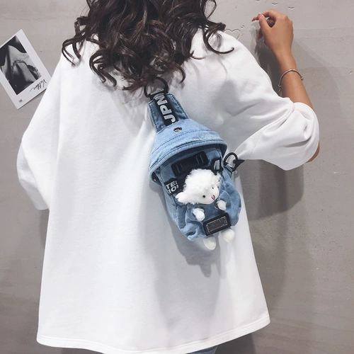 Tide, японская джинсовая сумка через плечо, милая универсальная мультяшная нагрудная сумка на одно плечо, с медвежатами