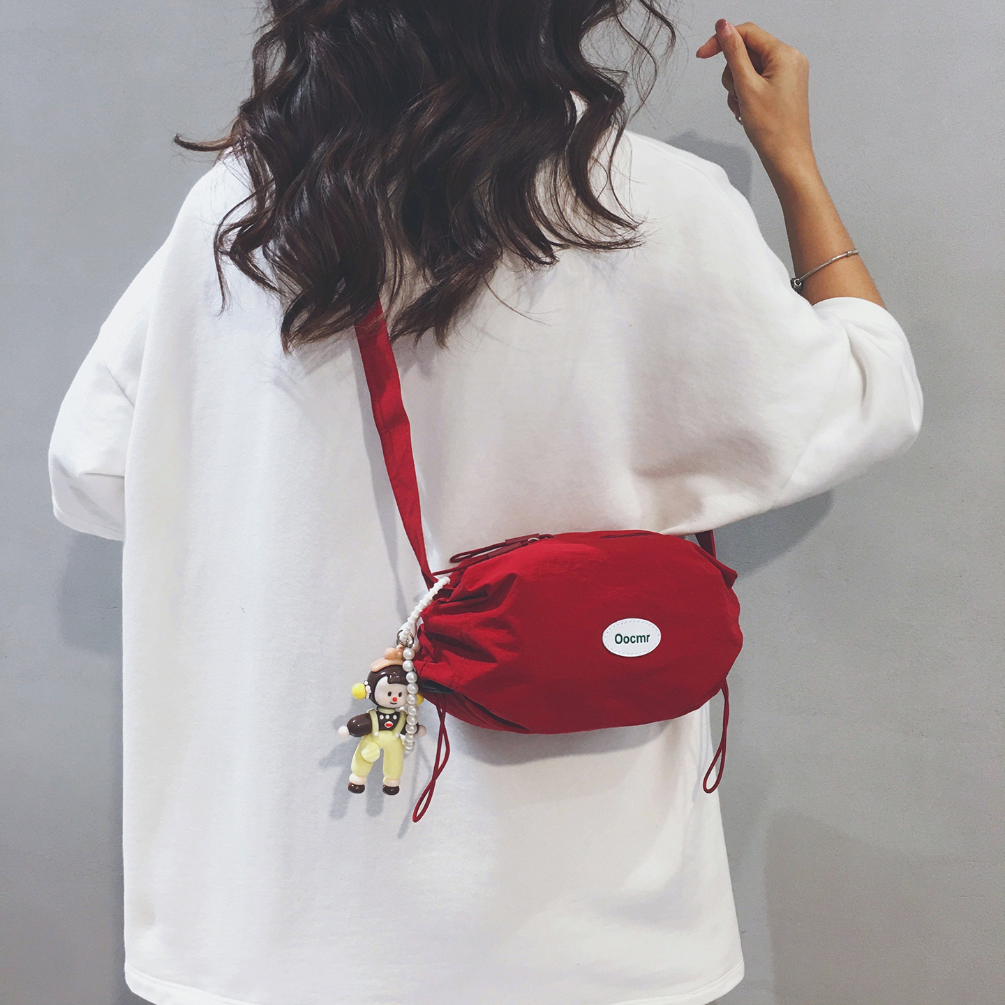 玲澜四色时尚简约帆布斜挎小包