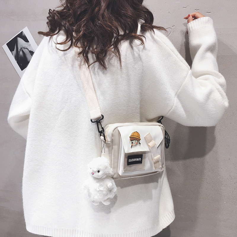 可爱帆布包包女2025新款日系小清新学生单肩包ins百搭撞色斜挎包