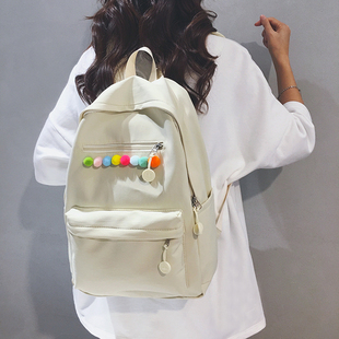 小清新纯色双肩包女2025新款 韩版 初中高中大学生书包休闲通勤背包