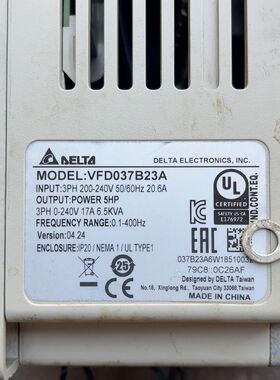 VFD037B23A/3.7KW/电压220V/看实图交易