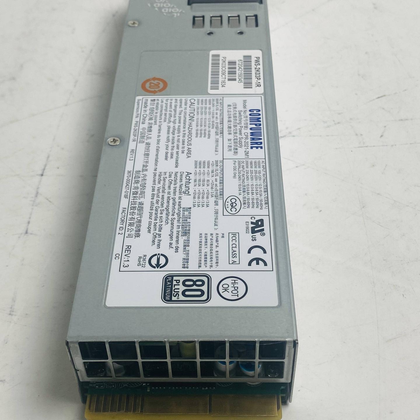 超微 PWS-2K03P-1R 2000W 服务器 热插拔 冗余电源 Supermicro