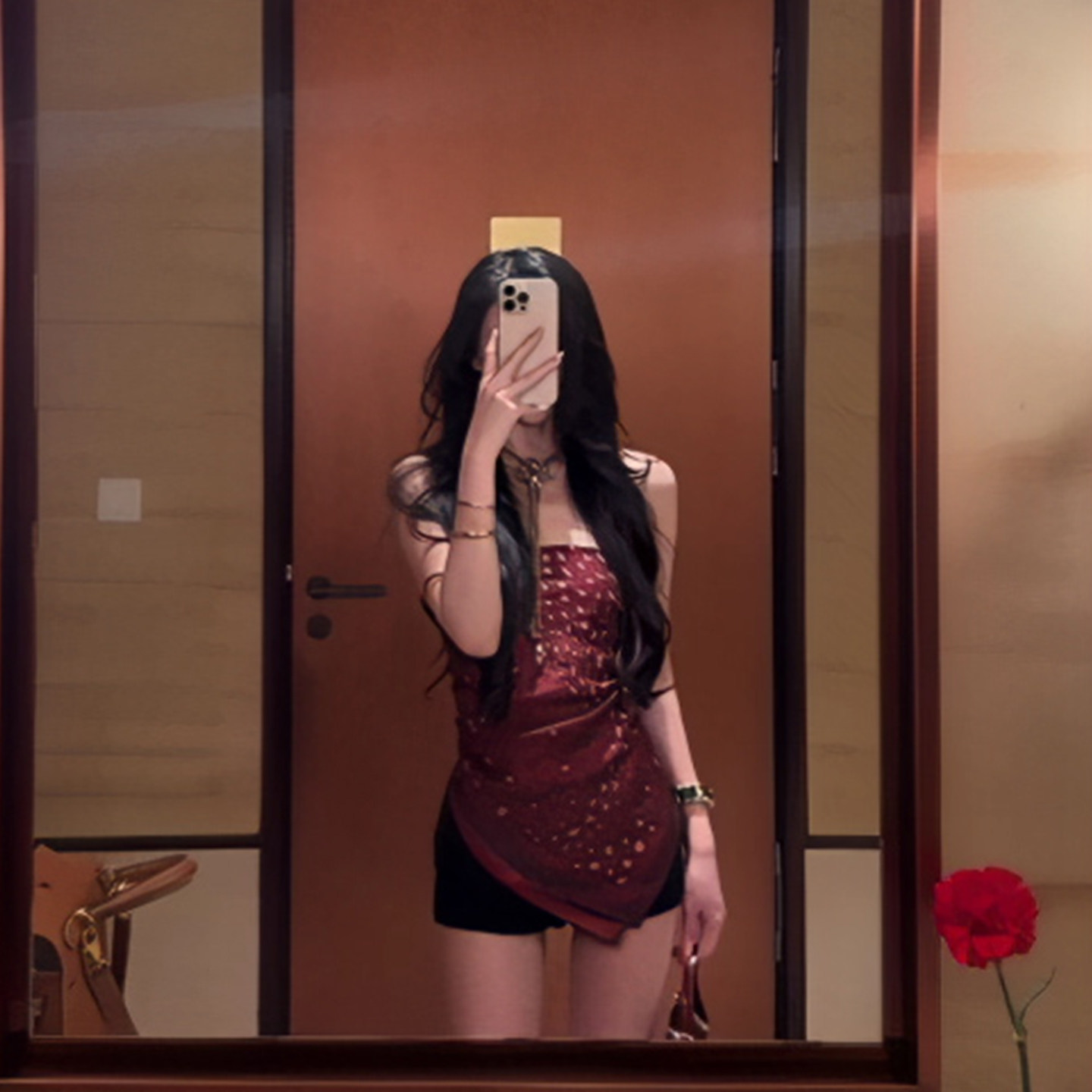 现货！复古夜店风性感红色豹纹丝巾抹胸肚兜背心显瘦辣妹风上衣女