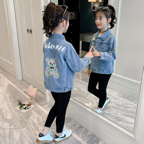 女童牛仔外套春秋款儿童牛仔上衣