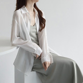 防晒衫 薄款 通勤宽松衬衫 150小矮个子衬衣天丝长袖 防晒防蚊衣xxs码