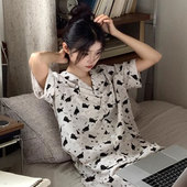 猫咪开衫 短袖 长裤 150cm小个子夏日睡衣xs码 柔软透气学生宿舍xxs码