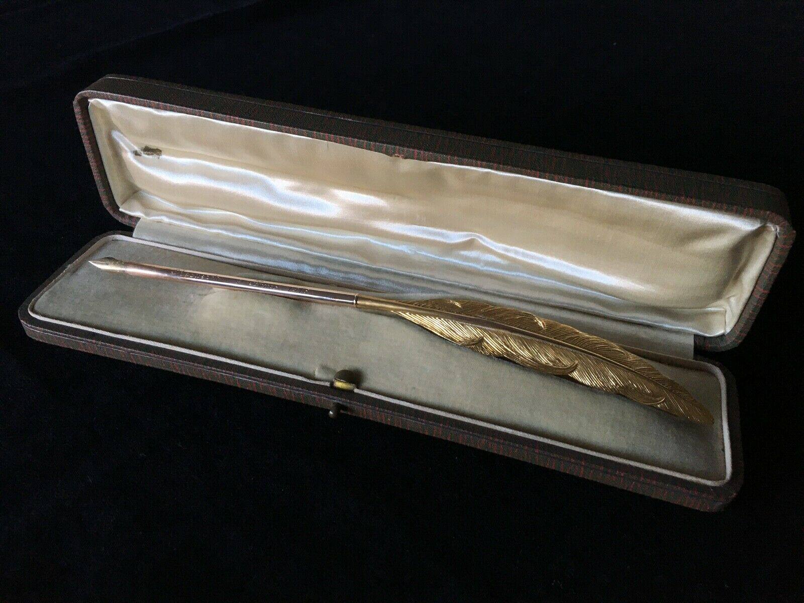 代购复古古董纯金羽毛欧式蘸水笔1916高档精致收藏节日礼物送朋友