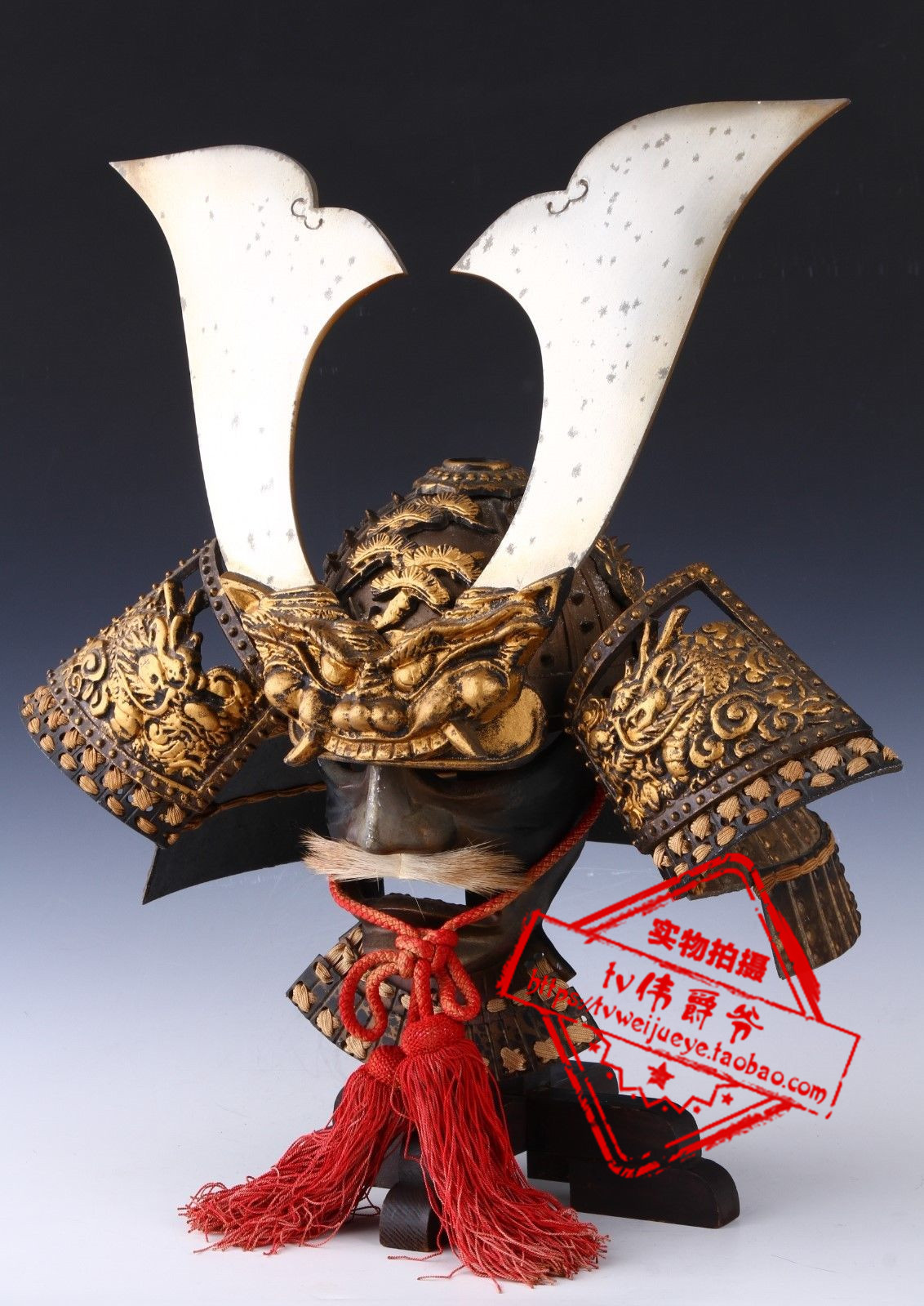 代购日本武士头盔食人魔头盔 超级罕见家居摆件客厅复古装饰收藏