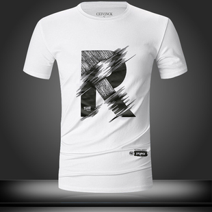 T恤男式 印花短袖 装 修身 男上衣服 欧洲站 莫代尔纯棉半截袖 加大码