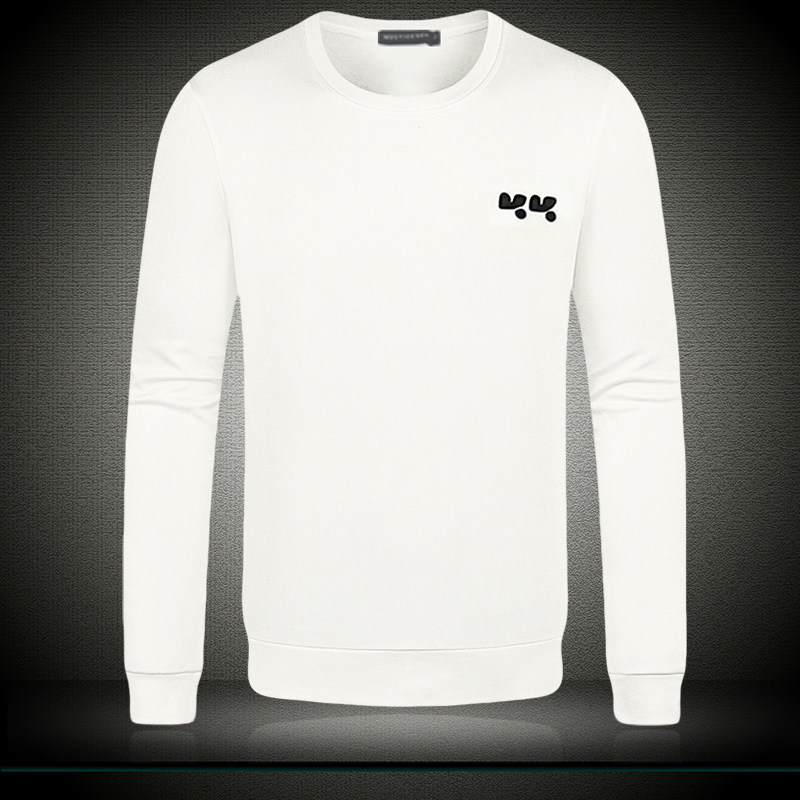 欧洲站男套头卫衣春秋季潮流修身圆领白色印花长袖T恤男款打底衫