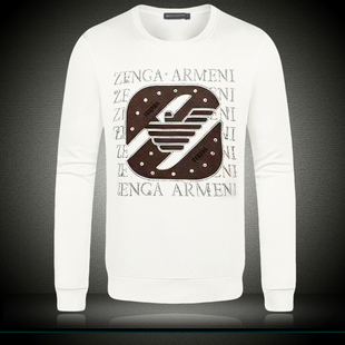 美式休闲烫钻个性印花卫衣男款春秋季潮牌修身圆领长袖套头打底衫