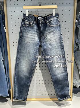 杰克琼斯 大师系列秋季男高街美式休闲905合体锥型做旧赤耳牛仔裤