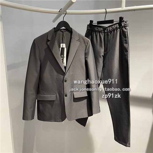 思莱德秋季纯色休闲西服裤子套装