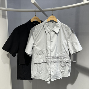 思莱德SELECTED夏季男士拼接速干型透气商务休闲字母短袖衬衫外套