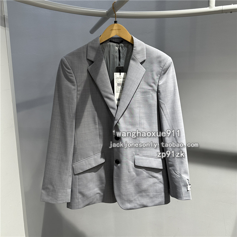 思莱德SELECTED春季男士羊毛混纺微弹平驳领商务标准正式西服西装