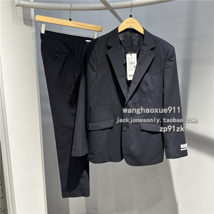 思莱德SELECTED夏秋男士平驳领时尚标准纯色羊毛商务西服西裤套装