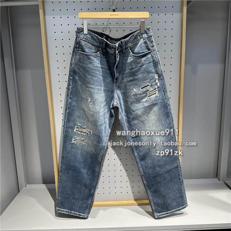 破洞长裤牛仔裤杰克琼斯YKK水洗