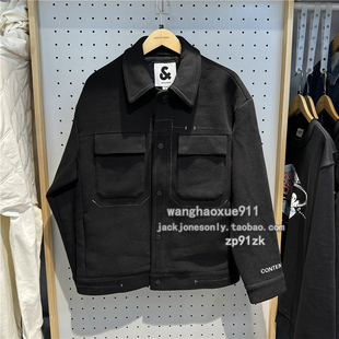 杰克琼斯JACKJONES 冬季男士含羊毛混纺宽松明线翻领毛呢夹克外套