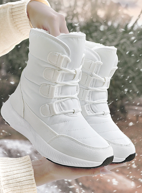 高帮雪地靴女2023年新款防寒保暖白色冬季加绒加厚防滑时尚女鞋