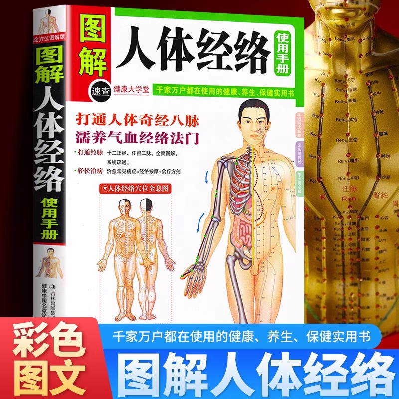 图解人体经络使用手册 穴位按摩中医养生人体经络书籍家庭中医保健养生书籍中医养生经络使用手册经络按摩百病消经络穴位按摩大全