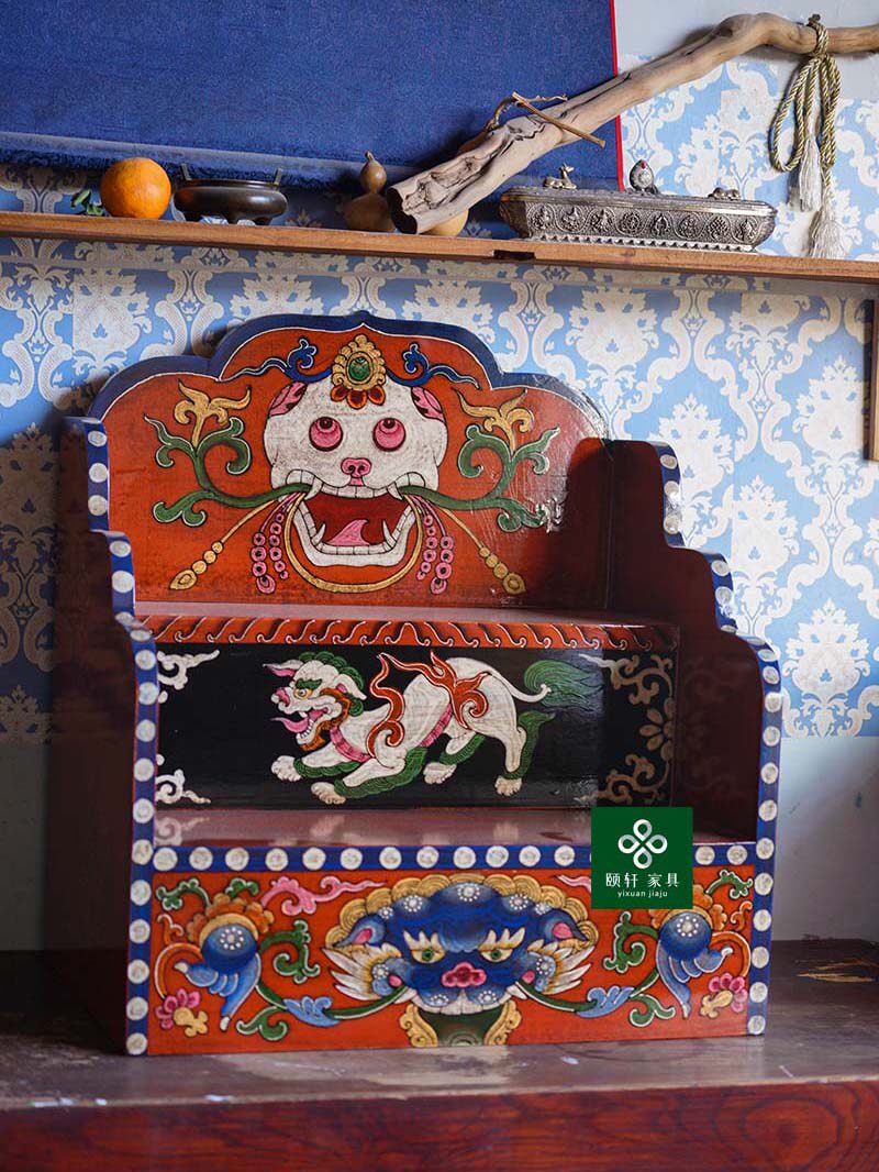藏式彩绘小供桌 精品复古做旧 供台 实木家具可定制