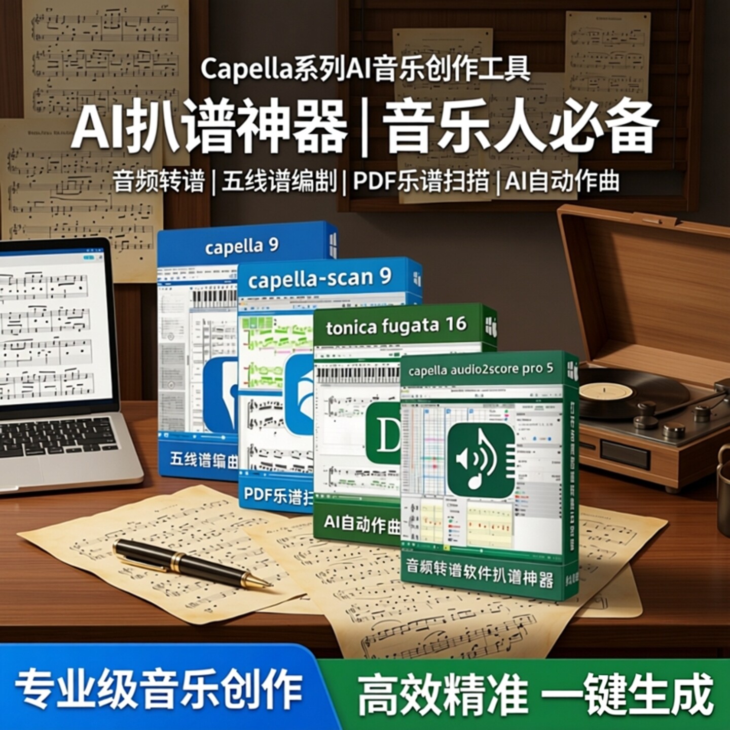 capella音频转谱软件AI扒谱钢琴打谱制谱编曲神器原创汉化套装