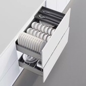 拉篮厨房双层抽屉式 放碗架橱柜内置碗碟锅具收纳定制碗碟柜碗架