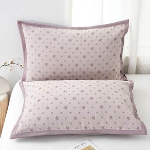 天阳轻奢风枕套纱布加大加厚纯棉一对单人透气全包一体按扣枕芯套