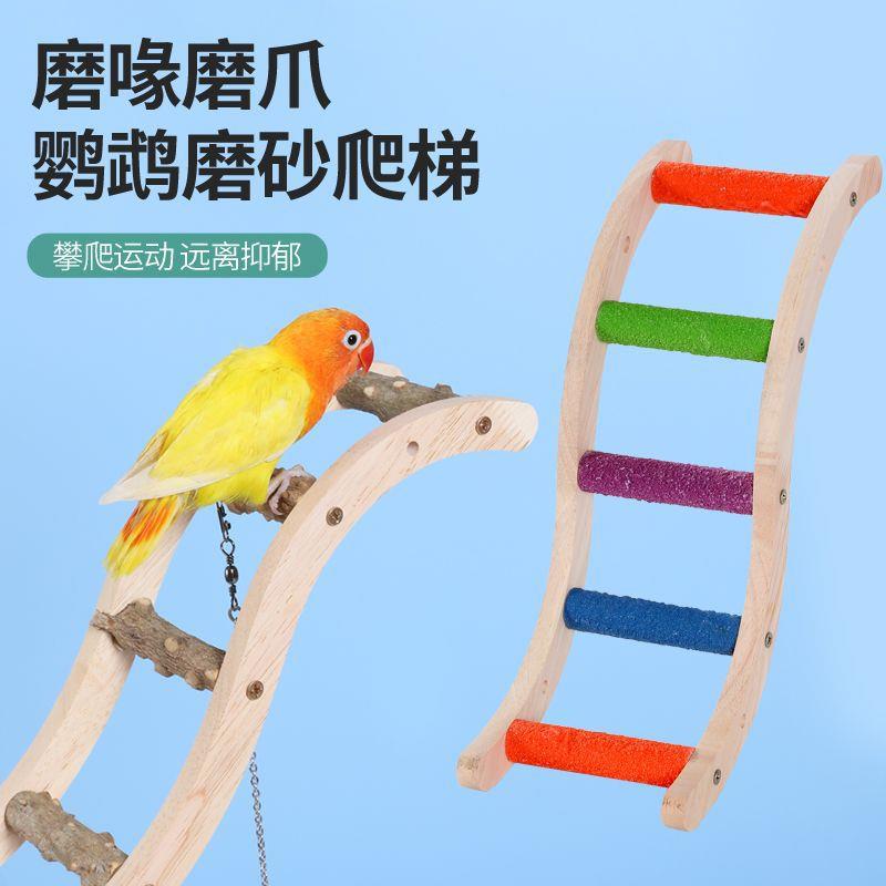 虎皮牡丹鹦鹉玩具小鸟互动爬梯攀爬绳秋千配件用品云梯木梯磨爪嘴