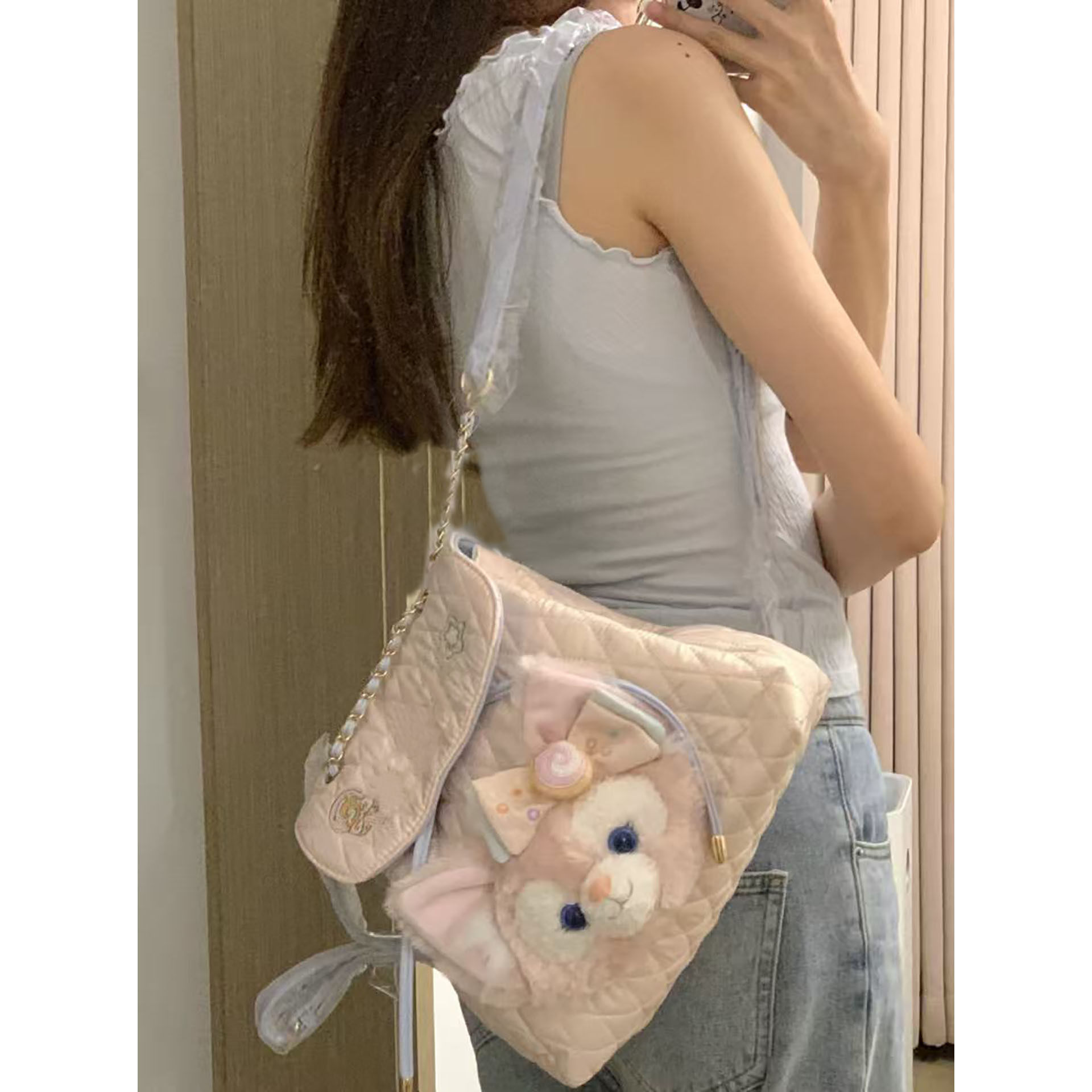 玲娜贝儿露思同款饼饼双肩包高颜值双肩包菱格可爱卡通玩偶背包女