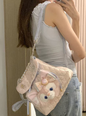 玲娜贝儿露思同款饼饼双肩包高颜值双肩包菱格可爱卡通玩偶背包女