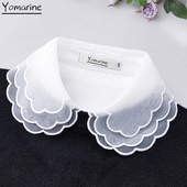 纯色欧根纱假领子女百搭假领毛衣配饰衬衫 白色简约休闲假衣领子